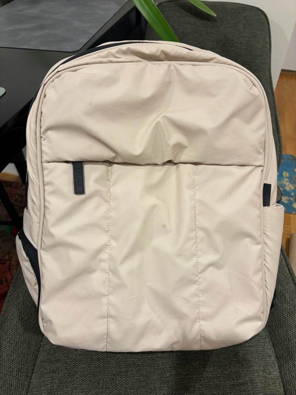 Calpak Luka 15” Cream Backpack with Black Trim - Picture 10 of 11